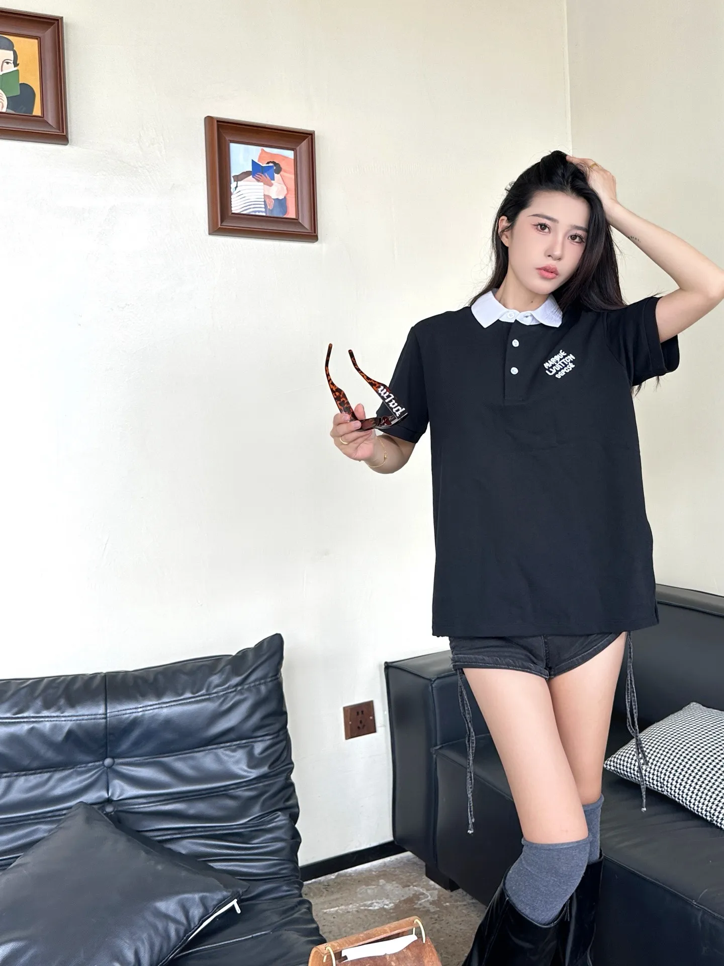 Louis Vuitton/Louis Vuitton Polo short sleeves with embroidered letters on the chest